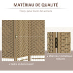 Paravent intérieur en bois séparateur de pièce cloison pliable 3 panneaux 120 x 170 cm bois naturel-4