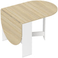 Table à manger pliante, table pliante cuisine ovale jusqu'à 6 personnes, pour petits espaces, salle à manger, bois naturel-0