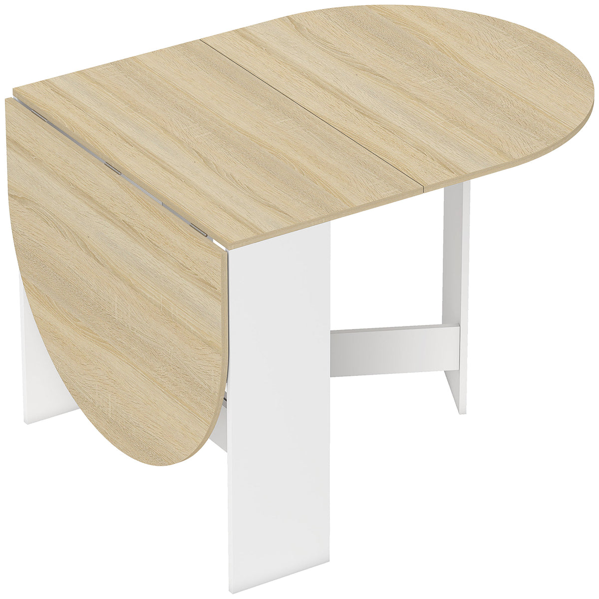 Table à manger pliante, table pliante cuisine ovale jusqu'à 6 personnes, pour petits espaces, salle à manger, bois naturel-0
