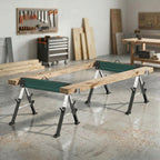 lot de 2 tréteaux pliables en métal, charge max 1160 kg, hauteur réglable 64-81cm, poignée de transport, vert-9
