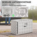 Boîte à outils pour camion en aluminium, 60,9 x 35,5 x 40,6 cm, coffre de rangement 76 L avec serrure et clés, argent-6
