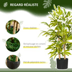 Bambou artificiel plantes artificielles hauteur 60 cm - tronc branches lichen feuilles grand réalisme pot inclus-3