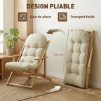 Fauteuil Chaise de Salon Pliable et inclinable en Bois Fauteuil Relax Confortable avec Coussin capitonné épais-5