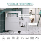 Meuble de rangement de salle de bain sur roulette armoire WC toilettes étagère ouverte 2 tiroirs 16 x 52 x 71,5 cm blanc-5