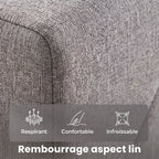 Cadre de Lit 140 x 190 cm avec Sommier et Tête Réglable, Lit Double Rembourré en Lin, Rangement au-dessous, Gris-4