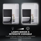 Miroir rectangulaire mural lumineux LED de salle de bain 80 x 60 cm luminosité réglable blanc transparent-4