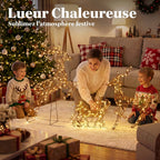 Lot de 2 Rennes de Noël avec Traîneau Lumineux 3 Pièces, 240 LED Blanc Chaud, 8 Modes et Minuterie, 78x22x105cm, Marron-3