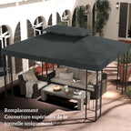 Toile de rechange pour pavillon tonnelle tente 3 x 4 m polyester haute densité 180 g/m² gris-9