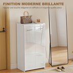 Meuble à chaussures 10 paires, armoire à chaussures à haute brillance 5 niveaux, étagères réglables, 55x36x108cm, blanc-5