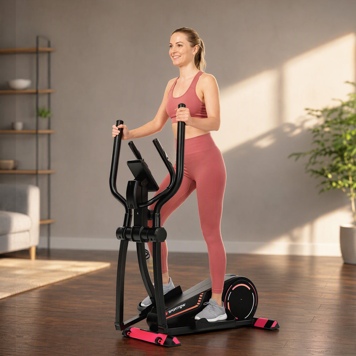 Vélo elliptique d’appartement, résistance réglable à 16 niveaux, Bluetooth, compatible appli-9