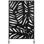 Panneau brise vue décoratif extérieur noir à motif végétal en métal - 122 x 45 x 198 cm-6