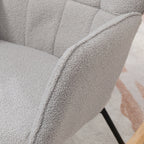 Fauteuil à bascule rocking chair revêtement bouclette structure en acier 71 x 98 x 101 cm Gris clair-7