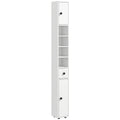 Colonne de rangement armoire haute pour salle de bain 1 tiroir 4 étagères réglables et 2 placards 20 x 20 x 180 cm blanc-0