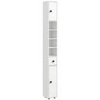Colonne de rangement armoire haute pour salle de bain 1 tiroir 4 étagères réglables et 2 placards 20 x 20 x 180 cm blanc-0