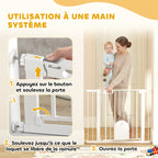 Barrière de sécurité animaux avec porte fermeture automatique système de double verrouillage, acier blanc-3
