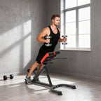 Banc de Musculation Réglable 5 Niveaux, Chaise Romaine avec Rouleaux en Mousse Dense, 112 x 62 x 88 cm, Noir et Rouge-9