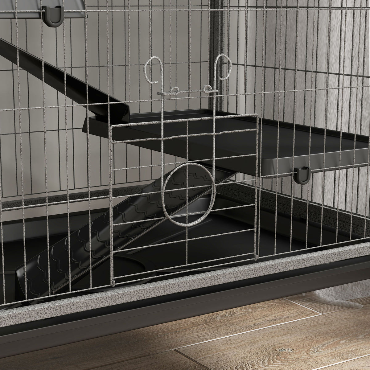 Cage pour rongeurs multifonction 4 plateformes 3 rampes 4 portes dim. 80L x 52l x 159H cm acier gris argenté noir-7