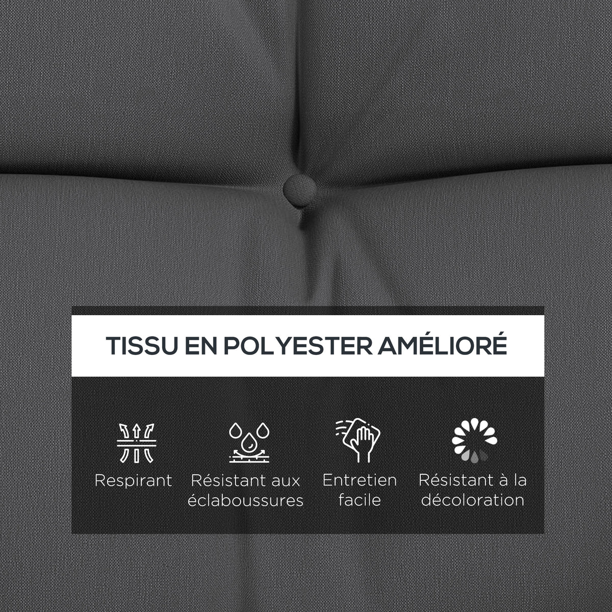Ensemble de 4 coussins d'extérieur pour balancelle de jardin, 1 coussin d'assise coussins de dossier et 2 oreillers-3