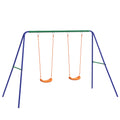 Balançoire portique balançoire pour enfants avec 2 siège de balançoire structure en métal charge max. 90 kg multicolore-0
