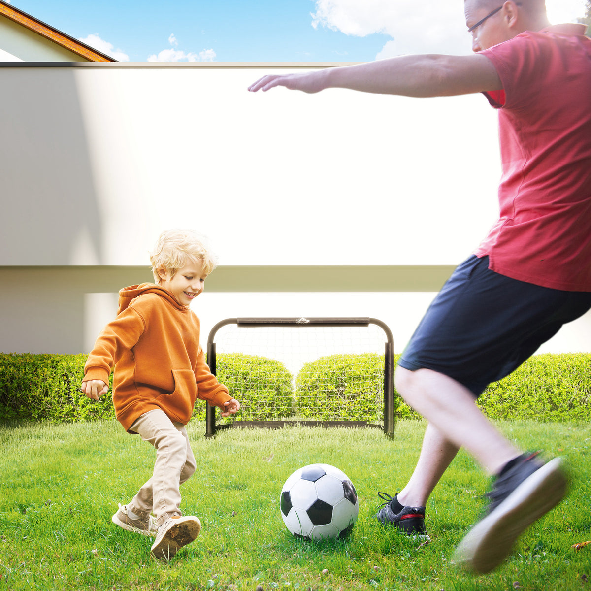 Lot de 2 Mini Cages de Football Pliables avec Filet et Piquets d'Ancrage au Sol, Métal Époxy et Oxford, 90x36x60cm, Noir-8