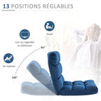 Fauteuil Convertible Fauteuil Paresseux Grand Confort Inclinaison Dossier Multipositions 90°-180° Bleu Roi-4