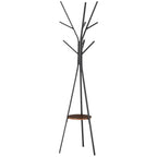 Porte-manteau trépied design contemporain branches étagère + 9 patères dim. 45L x 45l x 180H cm métal marron-0