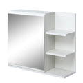 Armoire Miroir de Salle de Bain avec étagère 3 étagères latérales kit Installation Murale fourni en Bois Aspect Blanc-0