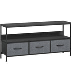 Meuble TV, meuble télé pour téléviseur jusqu'à 55 pouces avec 3 tiroirs et pieds en acier 120 x 29 x 56 cm noir-0