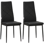 Lot de 2 chaises de salle à manger avec dossier haut, revêtement synthétique et pieds en acier, noir-0