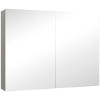 Armoire murale salle de bain avec miroir, meuble salle de bain, double portes et étagères réglables, 80x15x60cm, gris-0