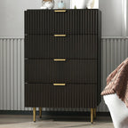 Commode 4 tiroirs commode chambre meuble de rangement moderne avec poignées et pieds dorés, dim. 60 x 40 x 96 cm, noir-8