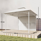 Pavillon Tonnelle de Jardin Toit Double Rideaux et Poches de Rangement Crochet de Plafond 3 x 3 m Crème-2
