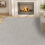 Tapis salon 230 x 160 cm, tapis à poils épais géométrique, moelleux et antidérapant, gris-8