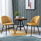 Lot de 2 chaises salle à manger chaise de cuisine scandinave chaise en velours rembourrée avec pieds effilés en métal, pour salon, salle à manger, jaune-1