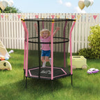 Trampoline pour enfant 1,22 x 1,11 x 1,9 m filet de sécurité porte zippée 6 poteaux rembourrés inclus rose noir-1