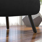 Fauteuil convertible 4 en 1 lit 1 place dossier 5 positions, accoudoirs en bois et coussin, tissu effet velours, noir-8