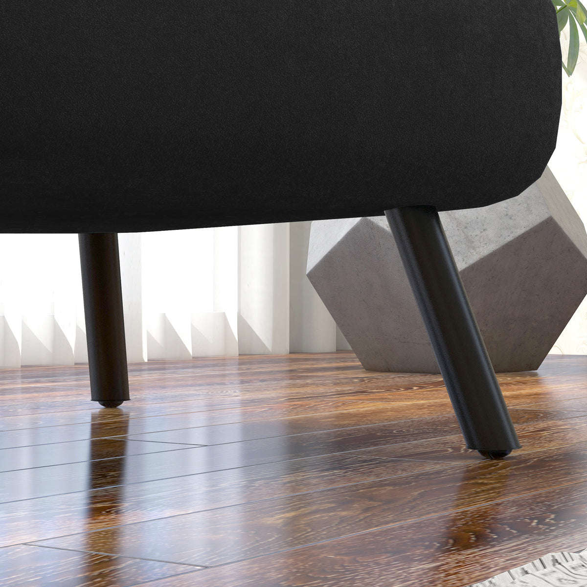 Fauteuil convertible 4 en 1 lit 1 place dossier 5 positions, accoudoirs en bois et coussin, tissu effet velours, noir-8