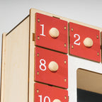Calendrier de l'Avent LED, décorations de Noël en bois, 24 tiroirs à remplir, décoration lumineuse, rouge-7