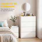 Commode 4 tiroirs meuble de rangement sans poignées design minimaliste 60 x 40 x 80 cm blanc-3