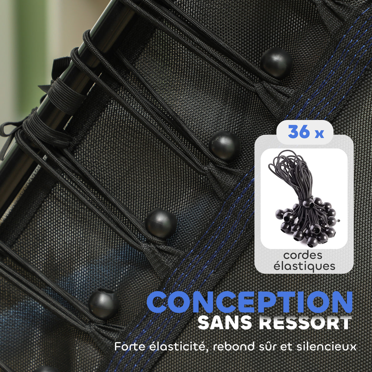 Trampoline pour enfant 1,22 x 1,11 x 1,9 m filet de sécurité porte zippée 6 poteaux rembourrés inclus bleu noir-4