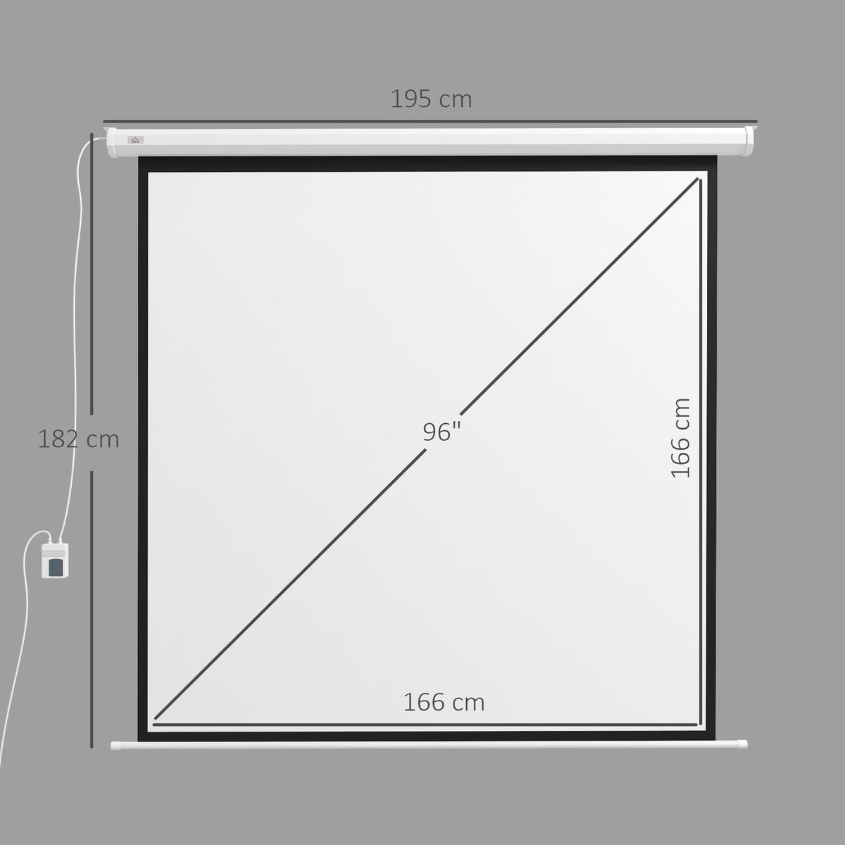 Écran de projection motorisé 96 pouces, 1:1 4K HD, fixation mural ou plafond avec télécommande, 195L x 8l x 182H cm-2