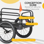 Remorque pliable pour vélo en acier roues 16 pouces charge max. 40 kg avec barre d'attelage universelle-4