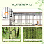Parc enclos modulable acier avec bache pour lapins rongeurs petits animaux intérieur extérieur 220L x 85l x 70H cm vert-6