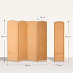 Paravent intérieur en bois 4 panneaux séparateur de pièce pliable pour salon chambre 180 x 180 cm brun clair-2