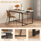 Table de salle à manger pour 6 personnes, style industriel en métal noir et bois, dim. 120L x 89l x 75,5H cm-4
