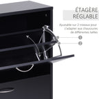 Armoire à Chaussures Meuble à Chaussures dim. 60L x 24l x 80H cm 2 Portes abattantes Noir-5
