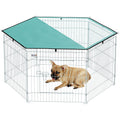 Parc pour chien, enclos chien 6 panneaux avec toit, modulable et pliable, enclos portable 60H cm avec porte, clôture pour chat, chiens de petit taille, intérieur et extérieur, argent, vert-0