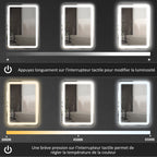 Miroir de salle de bain 60 x 80 cm, miroir LED mural avec 3 couleurs lumière, dimmable, mémoire, anti-buée, argent-5