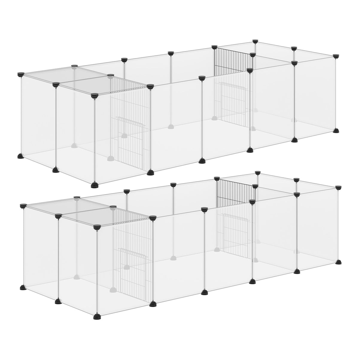 Lot de 2 enclos parc modulable pour petits animaux 40 panneaux pour lapin hamster chiot cochon 175 x 70 x 45 cm blanc-0