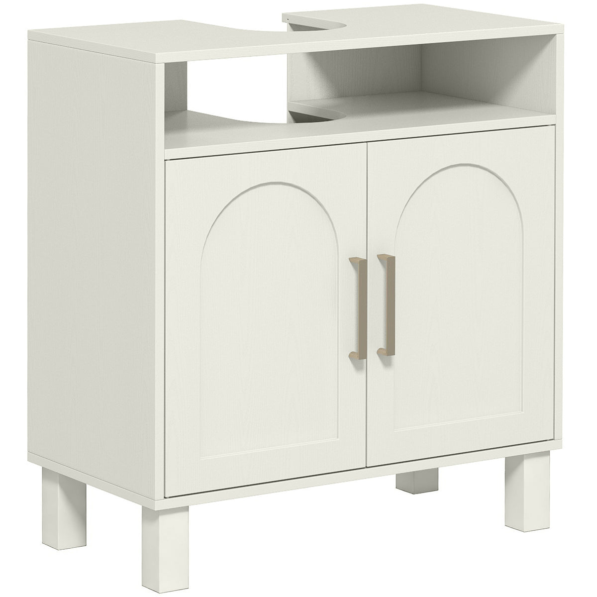 Meuble salle de bain sous lavabo meuble sous lavabo placard 2 portes avec étagère réglable 60 x 30 x 63 cm blanc-0